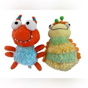 Lot - 2 Galerie 8” Stuffed Animal Plush Insects Bugs Yellow Green Blue Orange